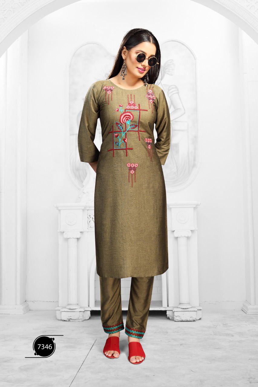 Fashion Talk Roohi Fancy Designer Style Casual Wear Rayon Kurtis With Bottom Collection 